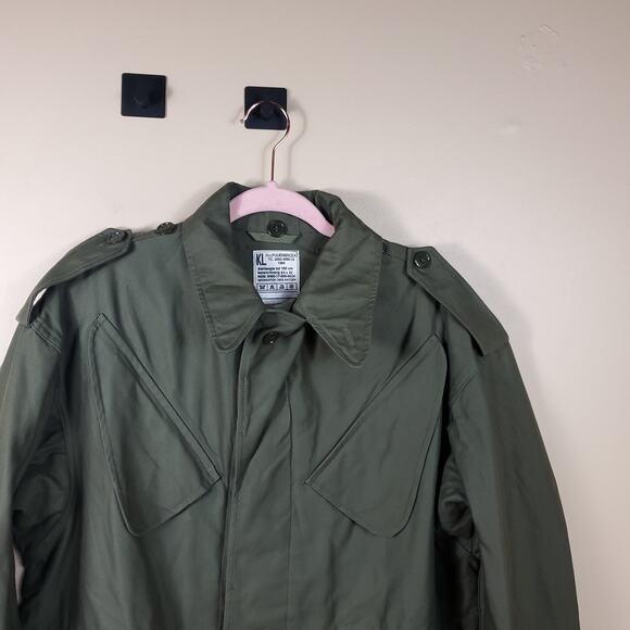 Vintage 1984 KL Army Surplus Green Cotton Utility Jacket Size S - Picture 5 of 12